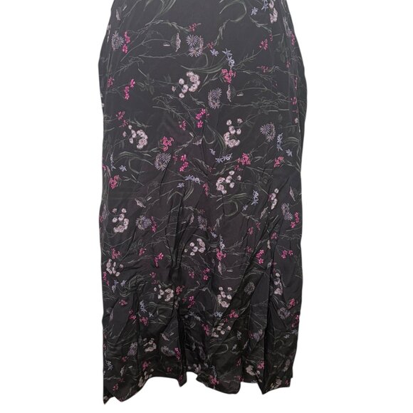 Amour Vert Ollie Silk Midi Skirt Caroline Black Floral M - Picture 2 of 6